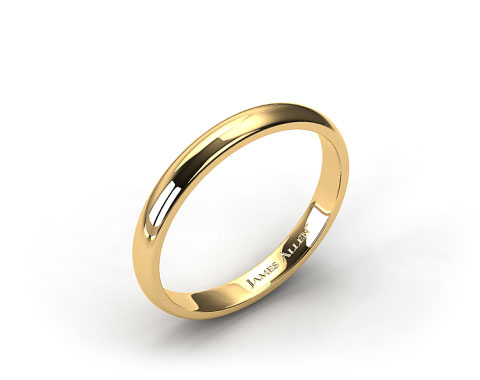 18k Yellow Gold 2.5mm Half Round Wedding Band